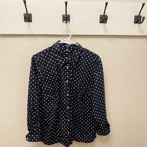 Chaps Navy and White Polka Dot Shirt